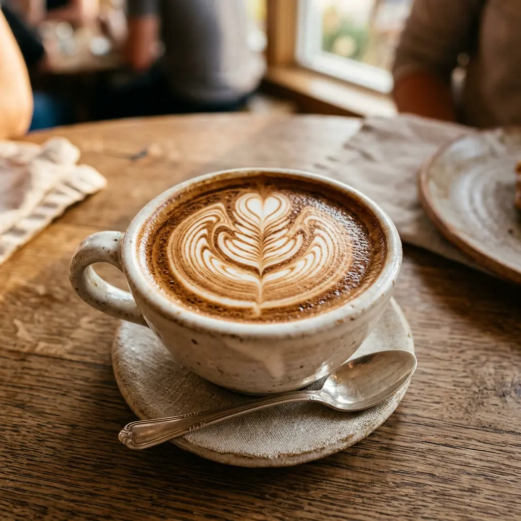 Latte art in a ceramic cup
